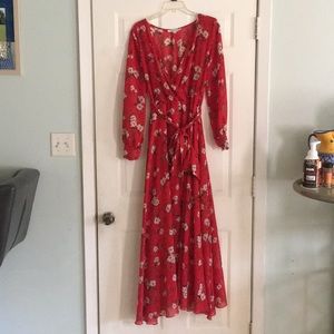 Floral red maxi dress
